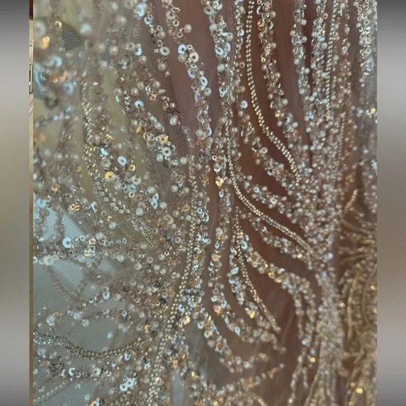 Catwalk Couture Beaded Evening Gown US 4 Prom Dress Pink Silver Formal Luxury - Picture 8 of 13